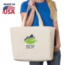 100% USA-Made Cotton Canvas Jumbo Tote Bag W/ Bottom Gusset